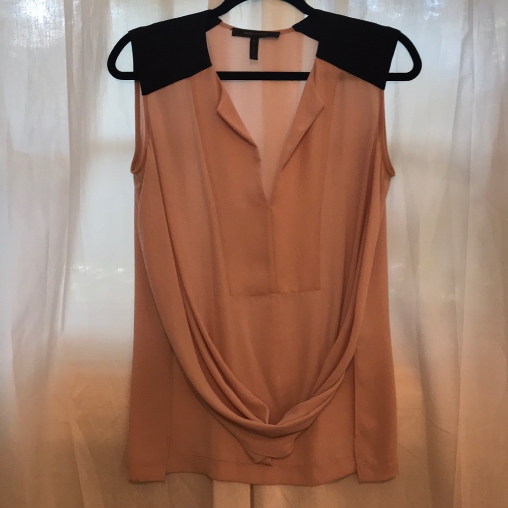 BCBG blush & black sleeveless top
